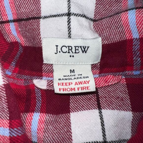 J.Crew women’s size medium plaid Flannel long sleeve button front pajama top - Picture 5 of 7